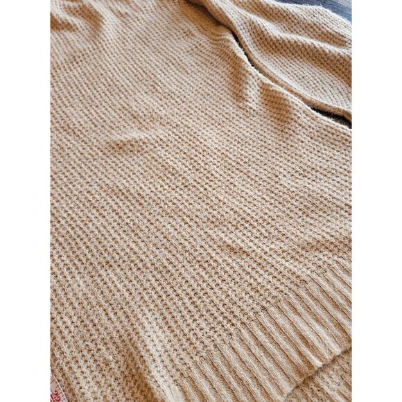 American eagle oversized waffle knit fuzzy sweater tan beige large - Picture 5 of 9